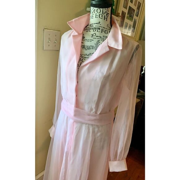 Vintage Pink Homemade Chiffon Maxi Dress - Picture 8 of 15